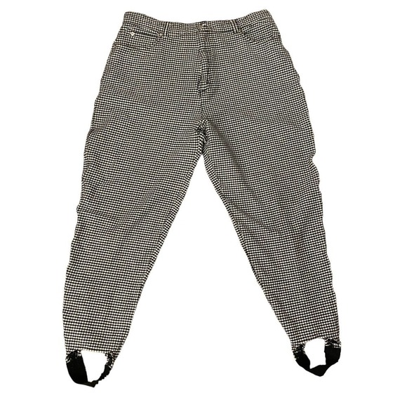 Vintage Stirrup Gingham Check Tapered Leg Jeans Pant High Rise waist Black 16 - Picture 1 of 6